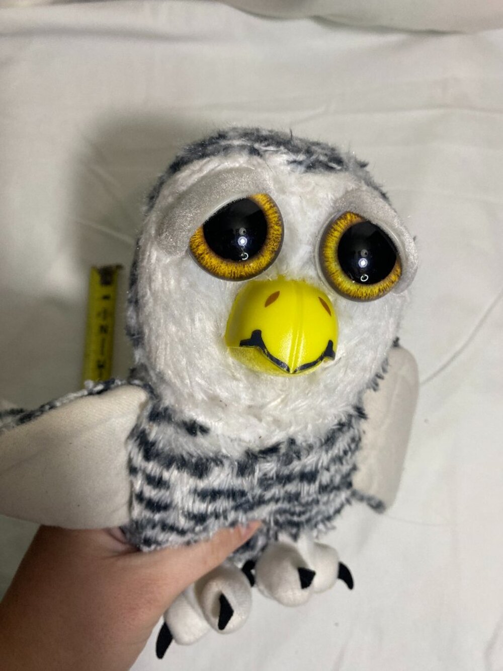Feisty Pets Angry Owl Plush 2017 William Mark Corp Gray White Interactive Toy 11